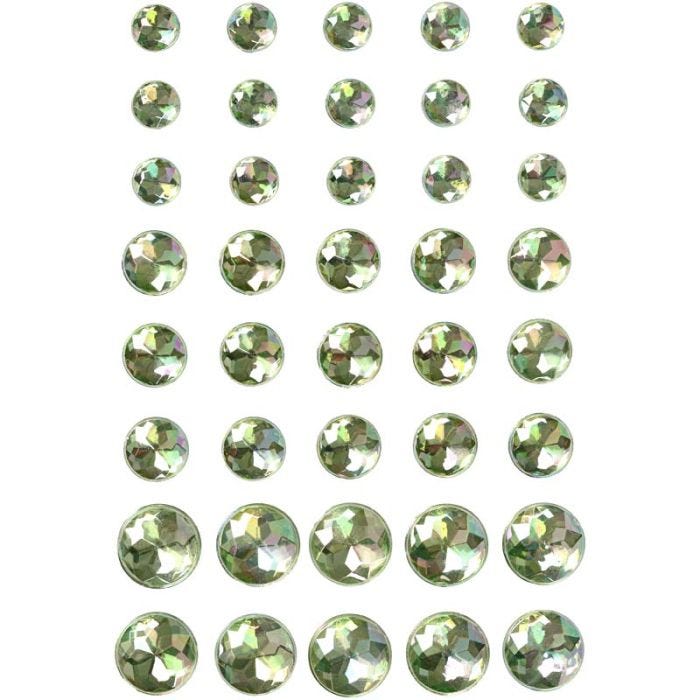 Rhinestones, 6+8+10 mm, green, 40pc/ 1 pack