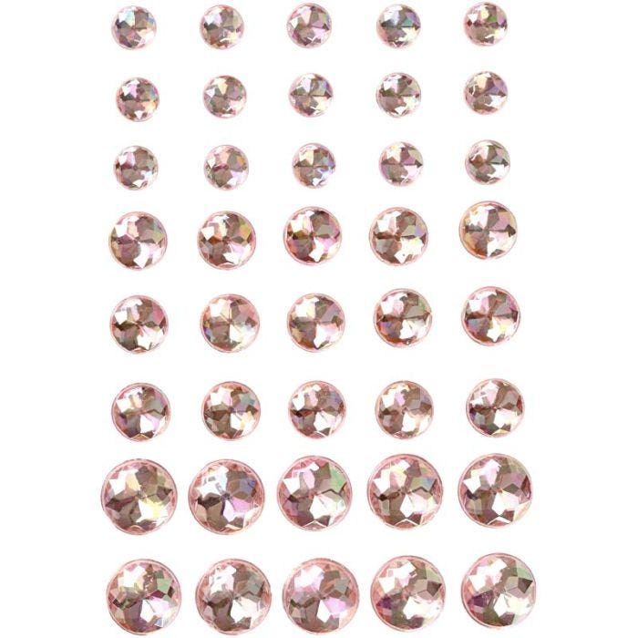 Rhinestones, size 6+8+10 mm, pink, 40pc/ 1 pack