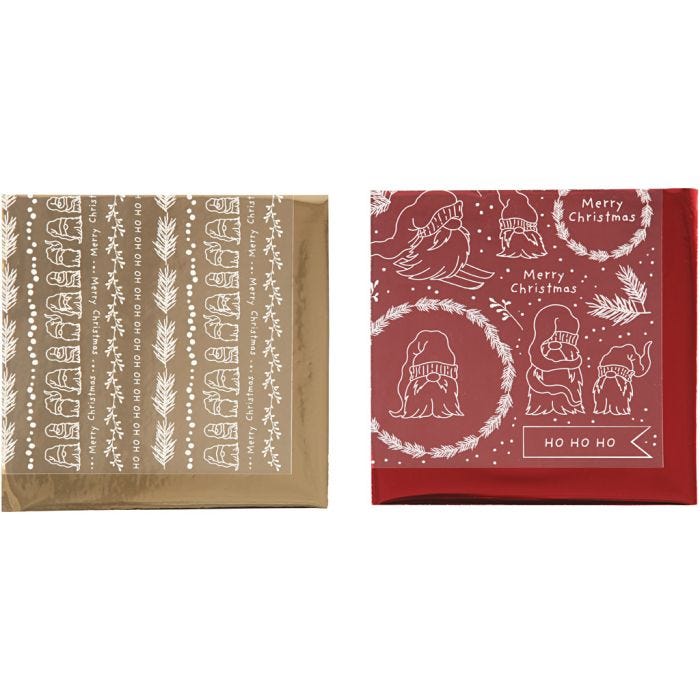 Deco Foil and transfer sheet, Traditional Christmas, sheet 15x15 cm, gold, red, 2x2 sheet/ 1 pack