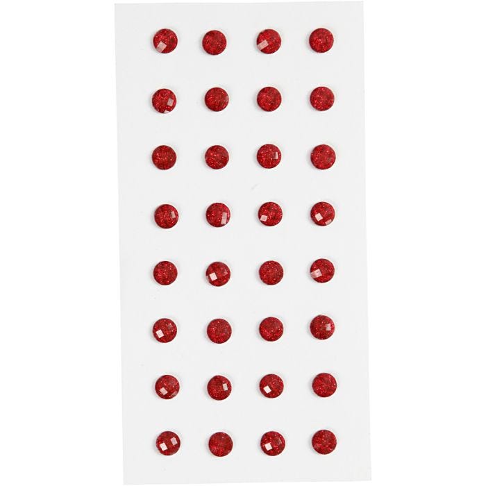 Rhinestones, dia. 8 mm, red, 32 pc/ 1 pack