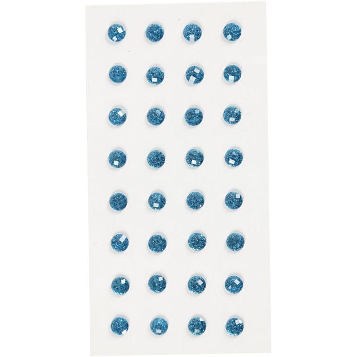 Rhinestones, dia. 8 mm, blue, 32pc/ 1 pack