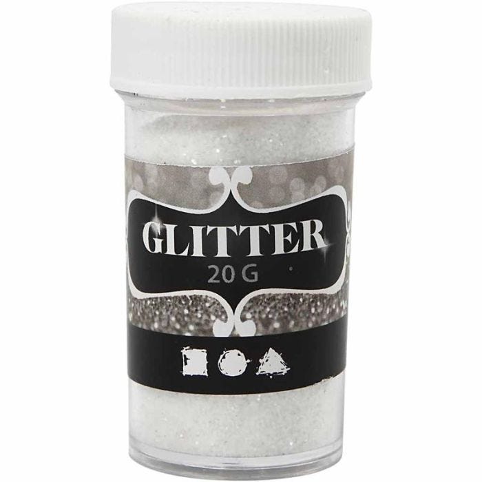 Glitter, white, 20 g/ 1 tub