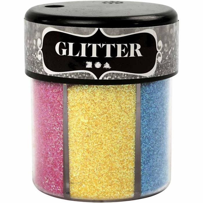 Glitter, assorted colours, 6x13g/ 1 tub