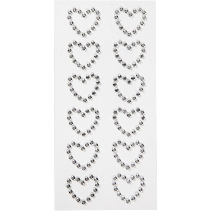Rhinestone hearts, size 23x21 mm, silver, 12 pc/ 1 pack