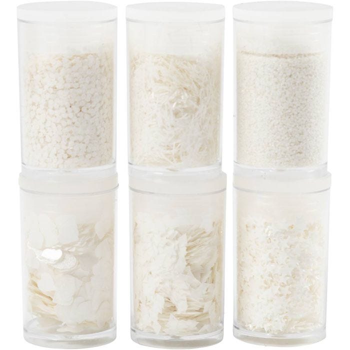 Biodegradable Sparkles & Sequins, silver, white, 6x7 ml/ 1 pack
