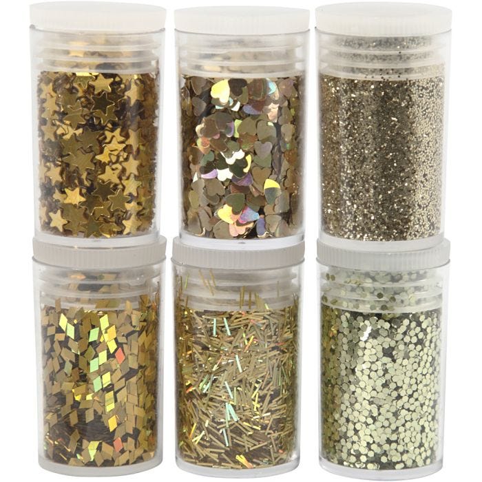 Glitter and Sequin, gold, 6x5 g/ 1 pack