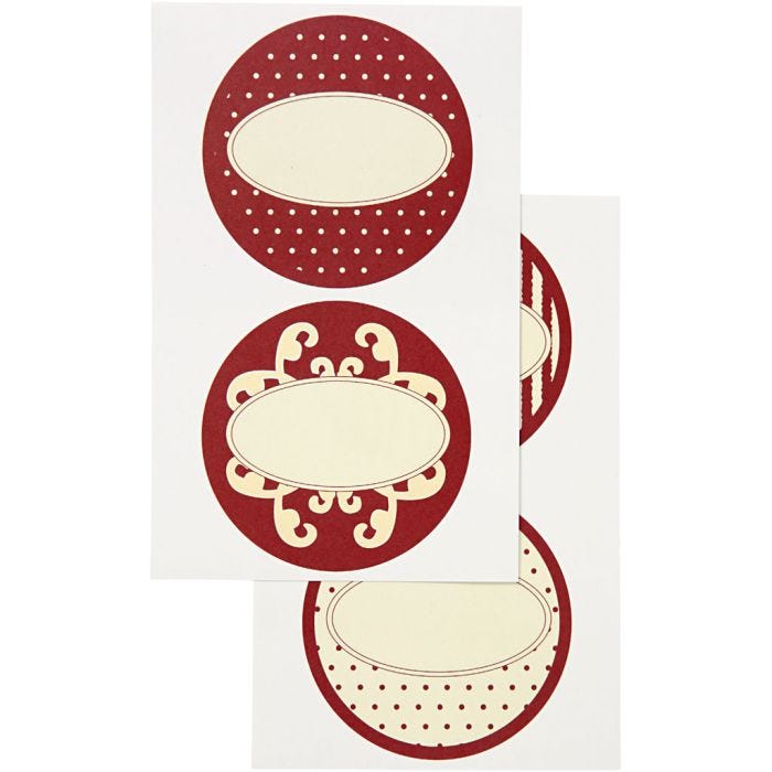 Stickers, dia. 6,5 cm, sheet 9x14 cm, 4 ass sheets/ 1 pack