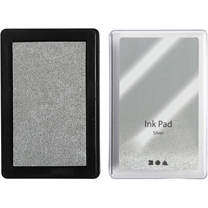 Ink Pad, H: 2 cm, size 9x6 cm, silver, 1 pc