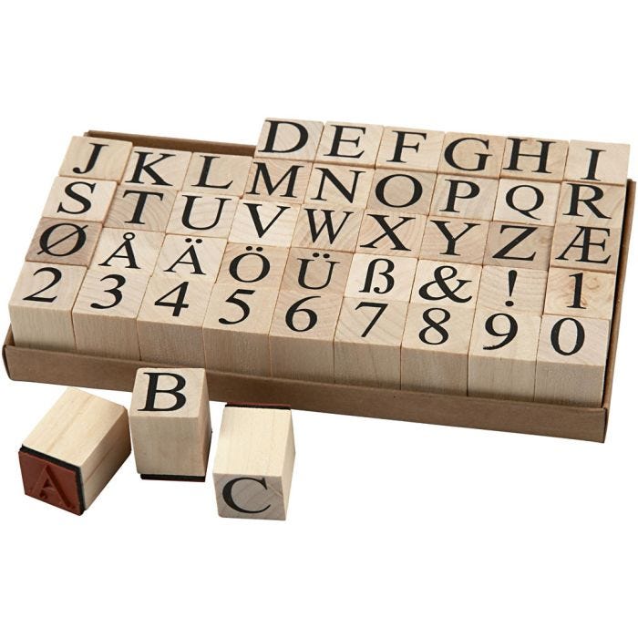 Wooden Stamps Set, size 20x20 mm, 45pc/ 1 pack