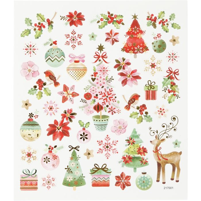 Stickers, romantic Christmas, sheet 15x16,5 cm, 1 sheet