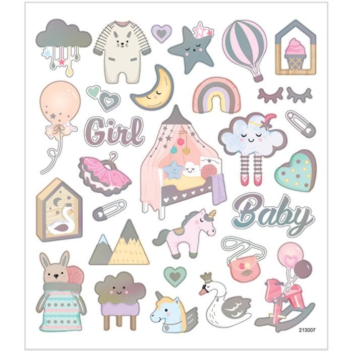 Stickers, baby girl, sheet 15x16,5 cm, 1 sheet