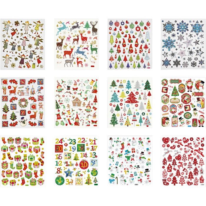Book of stickers, christmas, sheet 15x16,5 cm, 12 sheet/ 1 pack