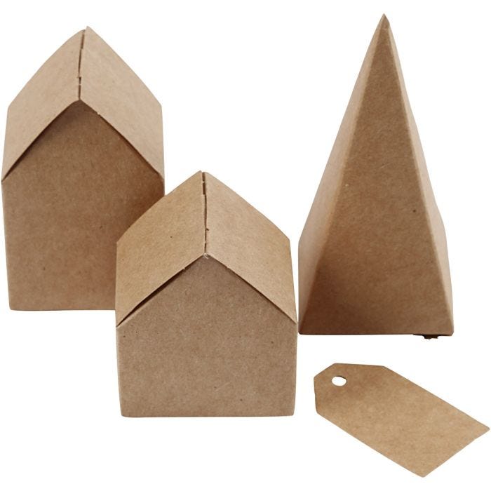 Die cut houses and trees, H: 5,7-10 Cm cm, 1 set