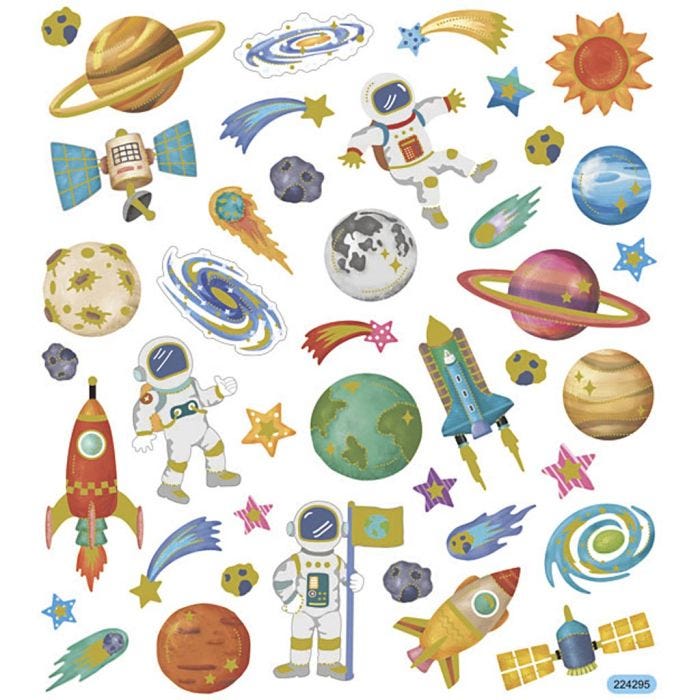 Stickers, space, sheet 15x16,5 cm, 1 sheet