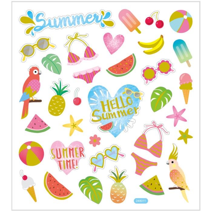 Stickers, summer holiday, 15x16,5 cm, 1 sheet