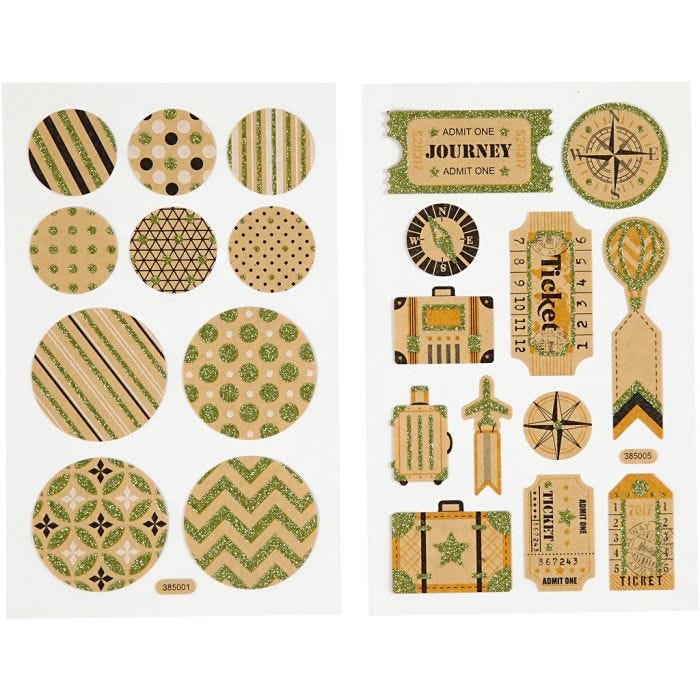 Stickers, bag tags and circles, sheet 10x16 cm, 4sheet/ 1 pack