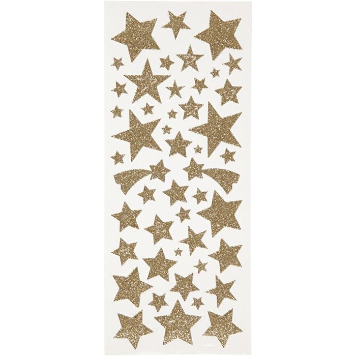Glitter Stickers, stars, sheet 10x24 cm, gold, 2sheet/ 1 pack