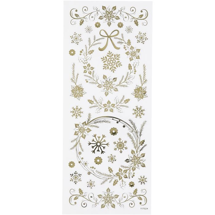 Stickers, christmas stars, sheet 10x24 cm, gold, 1 sheet