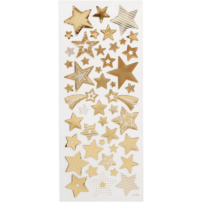 Stickers, stars, sheet 10x24 cm, gold, 1 sheet