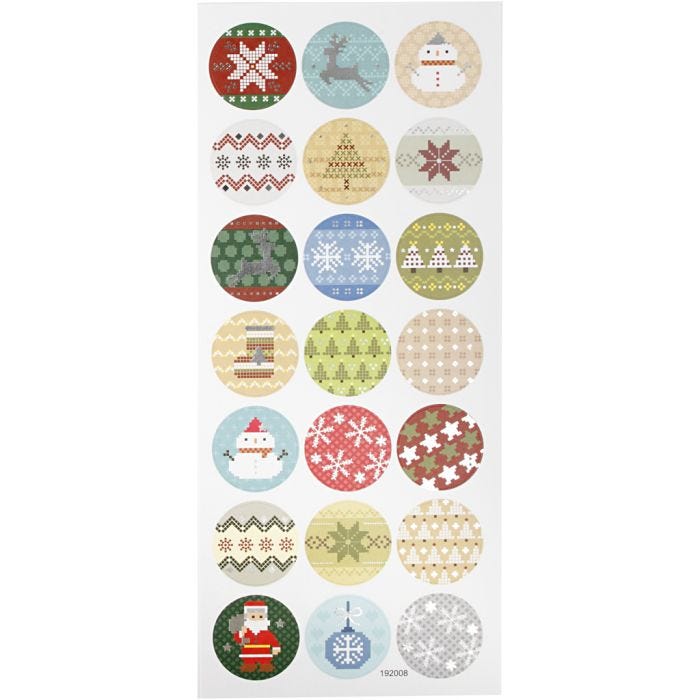 Stickers, christmas embroidery, sheet 10x23 cm, 1 sheet