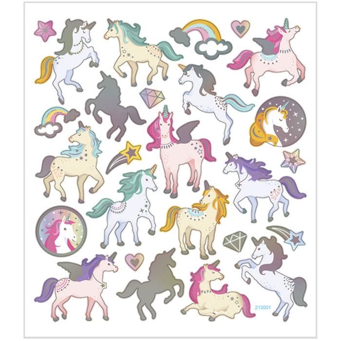 Stickers, unicorns, sheet 15x16,5 cm, 1 sheet