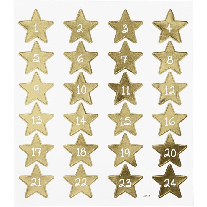 Stickers, Advent numbers, sheet 15x16,5 cm, 1 sheet