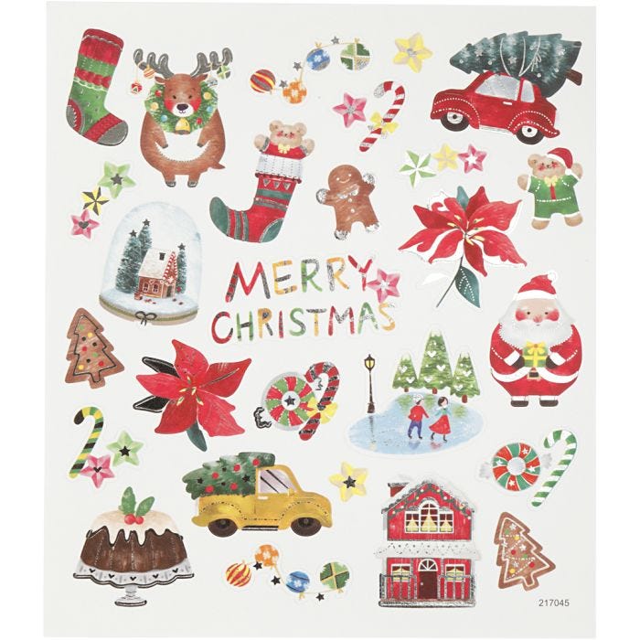 Stickers, everything for Christmas, sheet 15x16,5 cm, 1 sheet