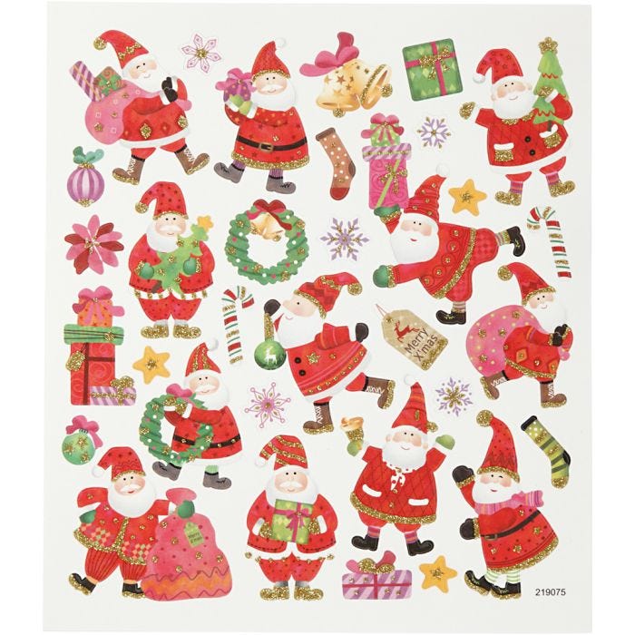 Stickers, happy Father Christmas, sheet 15x16,5 cm, 1 sheet
