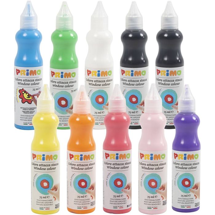 Window Paint, assorted colours, 750 ml, 10x75 ml/ 1 pack