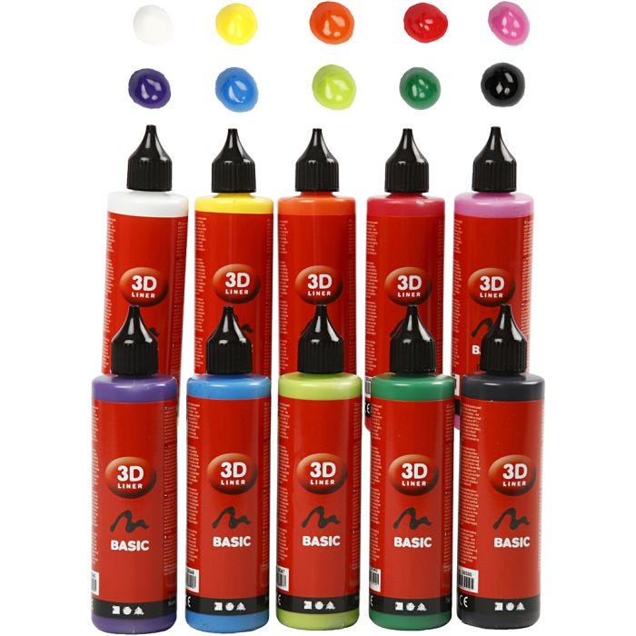 3D Liner, assorted colours, 10x100 ml/ 1 pack