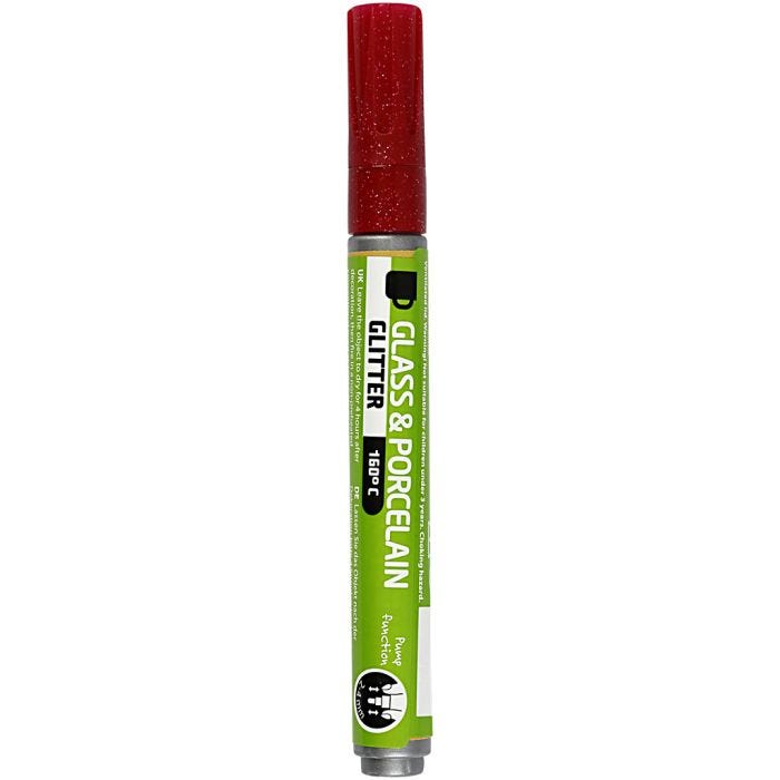 Glass & Porcelain Marker, glitter, line 2-4 mm, semi opaque, dark red, 1 pc