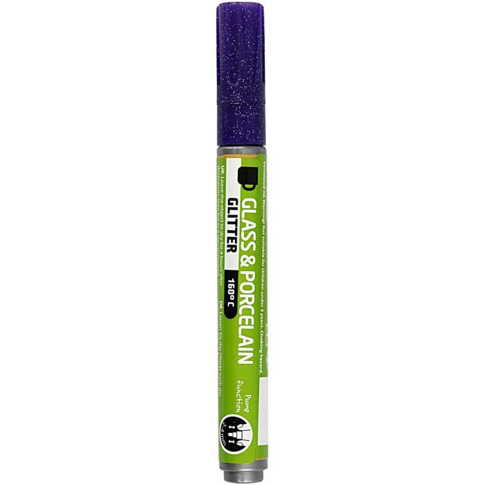Glass &amp; Porcelain Marker, glitter, line 2-4 mm, semi opaque, violet, 1 pc