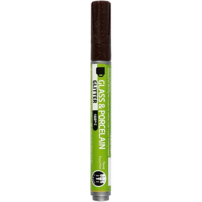Glass & Porcelain Marker, glitter, line 2-4 mm, semi opaque, brown, 1 pc