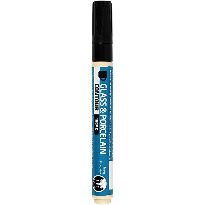 Glass &amp; Porcelain Contour, line 1-2 mm, opaque, black, 1 pc