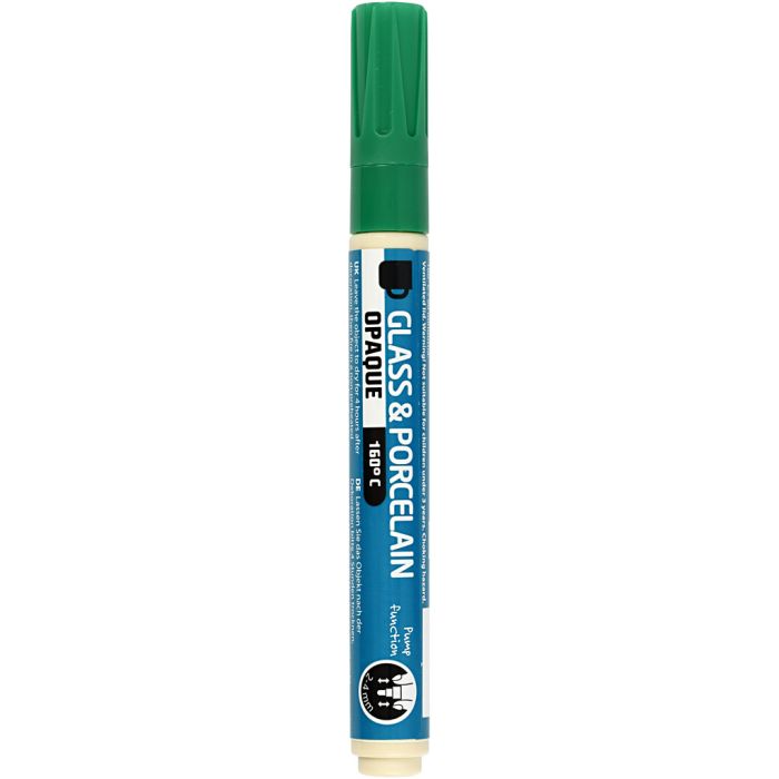 Glass and porcelain marker, line 2-4 mm, opaque, green, 1 pc