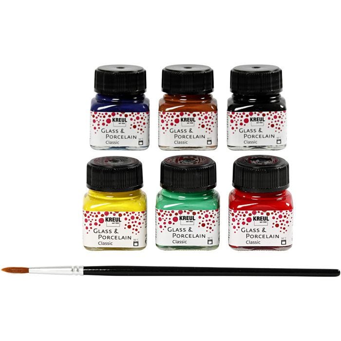 Glass &amp; Porcelain Paint, assorted colours, 6x20ml/ 1 pack