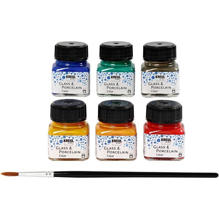 Glass &amp; Porcelain Paint, assorted colours, 6x20ml/ 1 pack