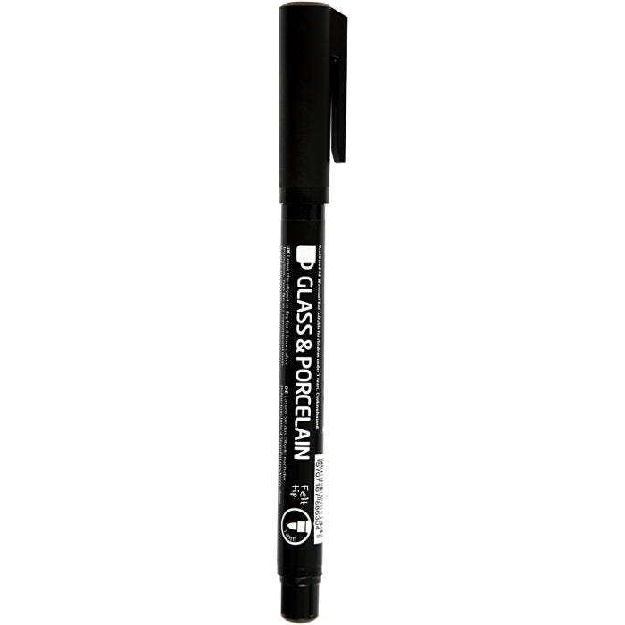 Contour Marker for Glass and Porcelain, line 1-3 mm, semi opaque, black, 1 pc