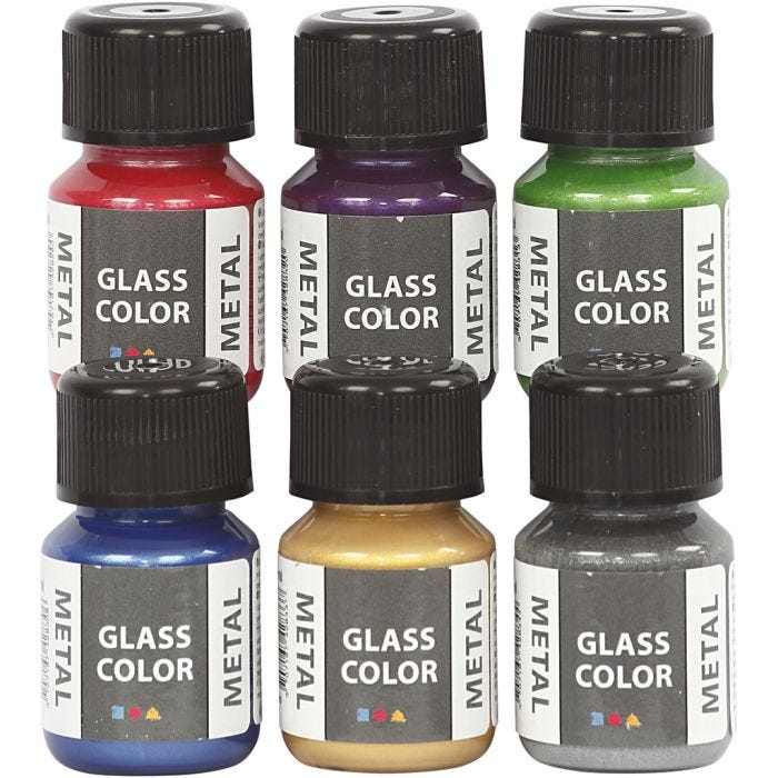 Glass Color Metal, assorted colours, 6x30 ml/ 1 pack