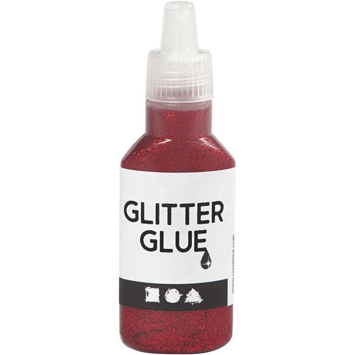 Glitter Glue, red, 25ml/ 1 bottle