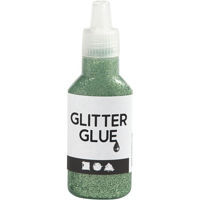 Glitter Glue, green, 25ml/ 1 bottle