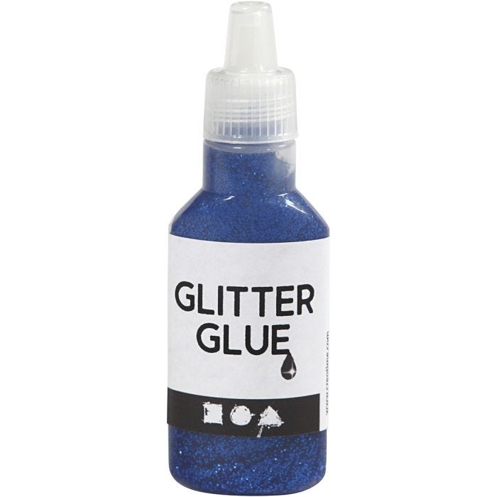Glitter Glue, dark blue, 25 ml/ 1 bottle