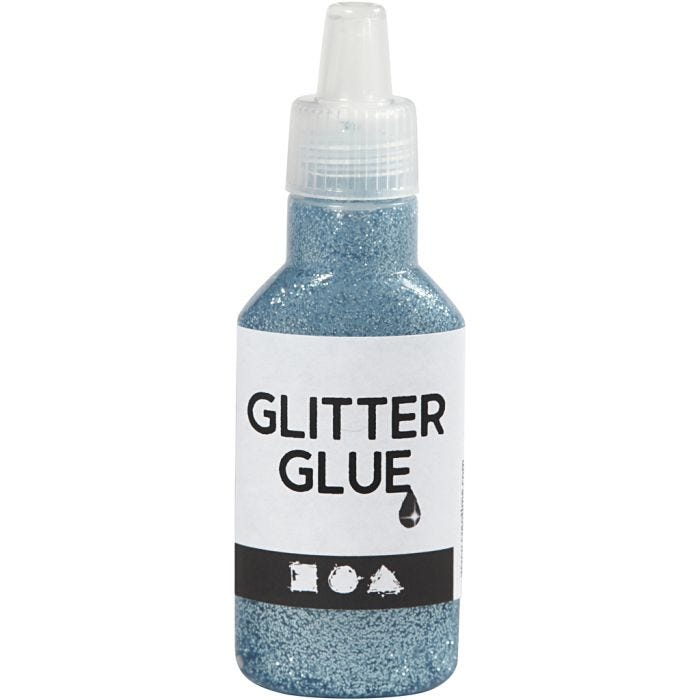 Glitter Glue, light blue, 25ml/ 1 bottle