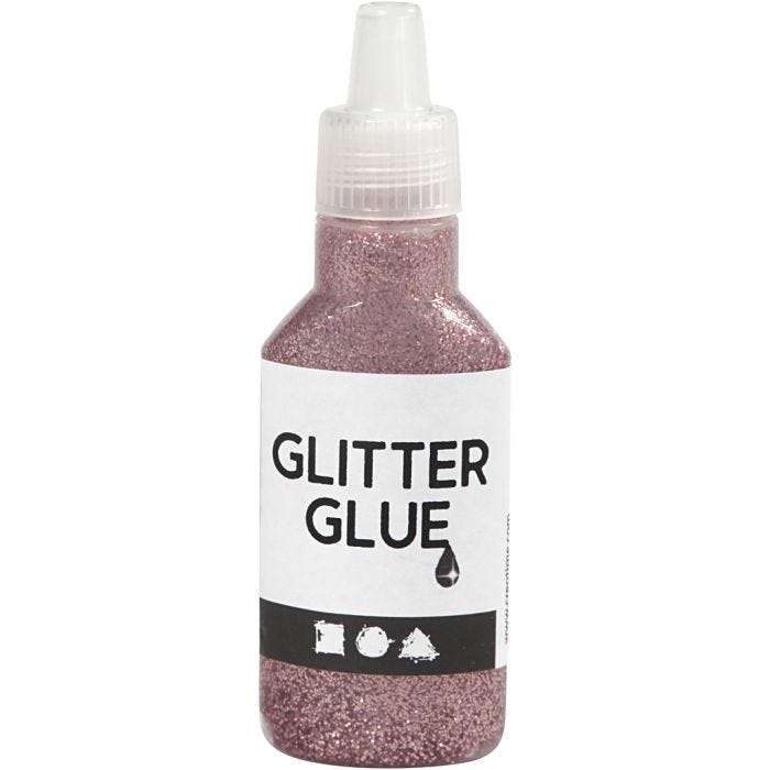 Glitter Glue, rose, 25ml/ 1 bottle