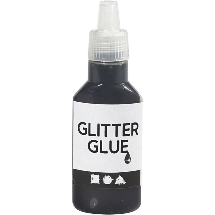 Glitter Glue, black, 25ml/ 1 bottle
