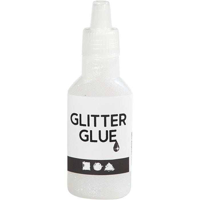 Glitter Glue, holographically white, 25ml/ 1 bottle