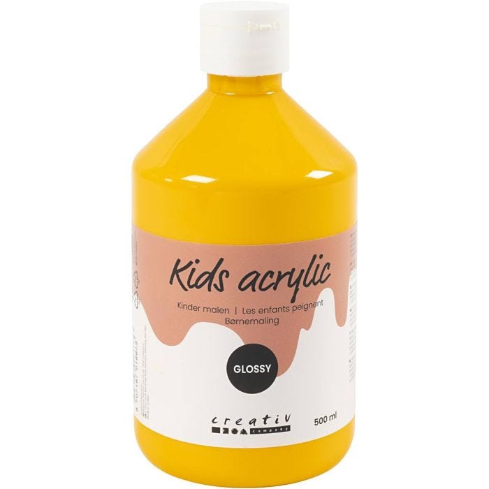 Acrylic Paint Glossy, yellow, 500ml/ 1 bottle