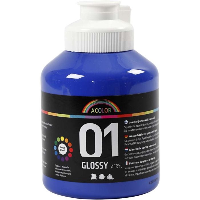 Acrylic Paint Glossy, blue, 500 ml/ 1 bottle