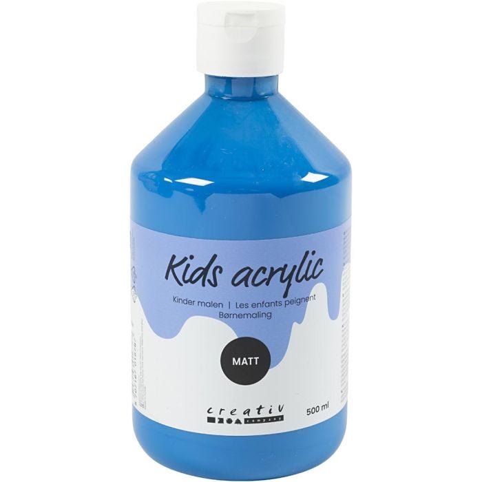 School Acrylic Paint Matte, matt, primary blue, 500 ml/ 1 bottle