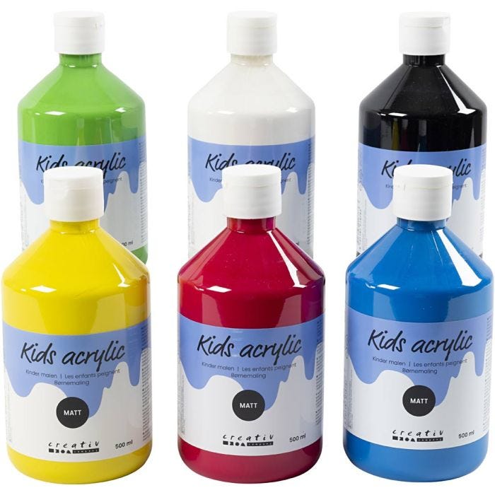 Acrylic Paint Matte, primary colours, 6x500 ml/ 1 pack